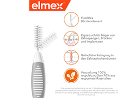 ELMEX Interdental brushes ISO size 7 1.3 mm grey, 8 pcs