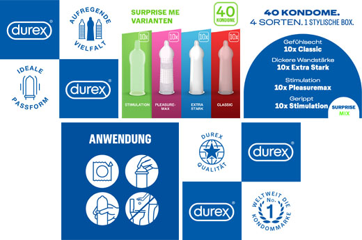 DUREX Surprise me condoms mix in box, 40 pcs