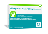 GINKGO BILOBA-1A Pharma 120 mg Film-Coated Tablets, 60 Capsules