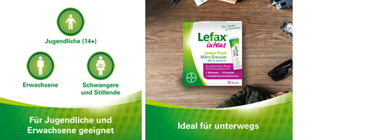 LEFAX intens Lemon Fresh Micro Granul.250 mg Sim., 50 pcs