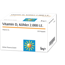 VITAMIN D3 KÖHLER 2,000 I.U. capsules, 120 pcs