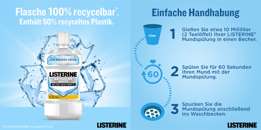 LISTERINE Erweiterte weiße Mundspülung, 600 ml