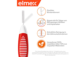 ELMEX Interdental brushes ISO size 2 0.5 mm red, 8 pcs