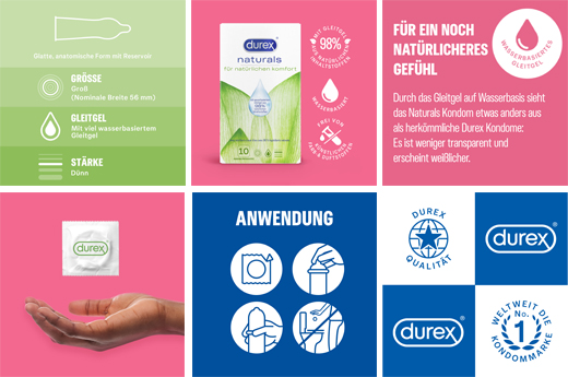 DUREX naturals condoms with water-based lubricant, 10 pcs