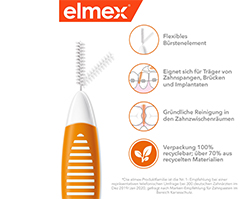 ELMEX Interdental brushes ISO size 1 0.45 mm orange, 8 pcs