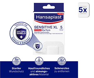 HANSAPLAST Sensitive wound dressing sterile 6x7 cm, 5 pcs