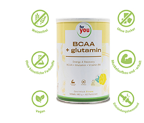 FOR YOU BCAA+glutamine Energy & Recovery Lemon, 480 g