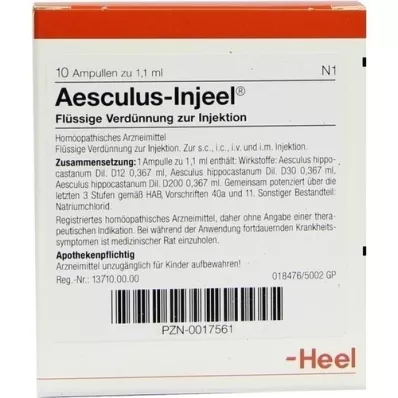 AESCULUS INJEEL Ampoules, 10 pcs AESCULUS INJEEL Ampoules, 10 pcs