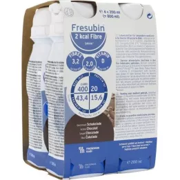 FRESUBIN 2 kcal Fiber DRINK Chocolate Drinking Bottle, 4X200 ml