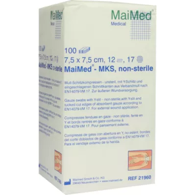 SCHLITZKOMPRESSEN 7.5x7.5 cm non-sterile 12-fold, 100 pcs