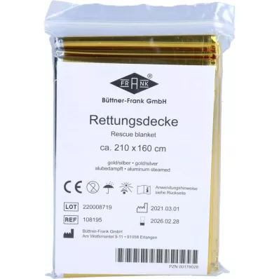 RETTUNGSDECKE KFZ 160x210 cm gold/silver, 1 piece