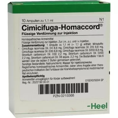 CIMICIFUGA HOMACCORD Ampoules, 10 pcs