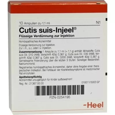 CUTIS suis Injeel ampoules, 10 pcs