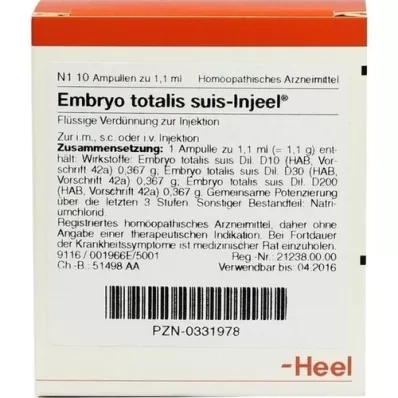 EMBRYO totalis suis Injeel ampoules, 10 pcs EMBRYO totalis suis Injeel ampoules, 10 pcs