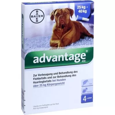 ADVANTAGE 400 solution pipettes for dogs from 25 kg, 1x4 pieces ADVANTAGE 400 solution pipettes for dogs from 25 kg, 1x4 pieces