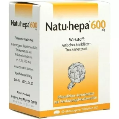 NATU HEPA 600 mg coated tablets, 50 pcs