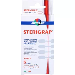 STERIGRAP Wound suture strips 13x70 mm bone shape, 5 pieces
