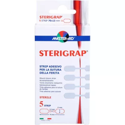 STERIGRAP Wound suture strips 13x70 mm bone shape, 5 pieces