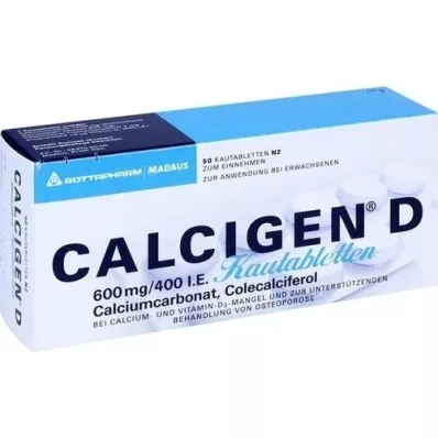 CALCIGEN D 600 mg/400 IU chewable tablets, 50 pcs CALCIGEN D 600 mg/400 IU chewable tablets, 50 pcs
