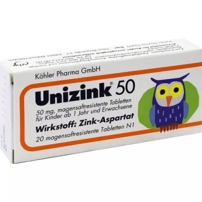 UNIZINK 50 gastro-resistant tablets, 20 pcs