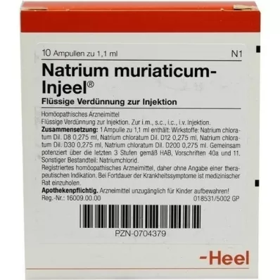 NATRIUM MURIATICUM INJEEL Ampoules, 10 pcs NATRIUM MURIATICUM INJEEL Ampoules, 10 pcs