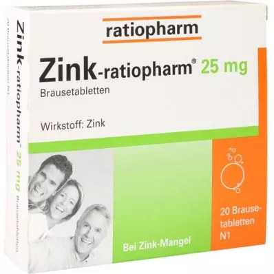 ZINK-RATIOPHARM 25 mg effervescent tablets, 20 pcs ZINK-RATIOPHARM 25 mg effervescent tablets, 20 pcs