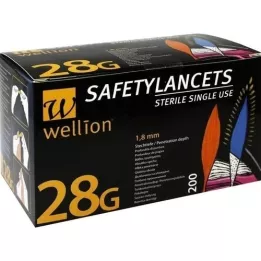 WELLION Safetylancets 28 G safety disposable lance, 200 pieces