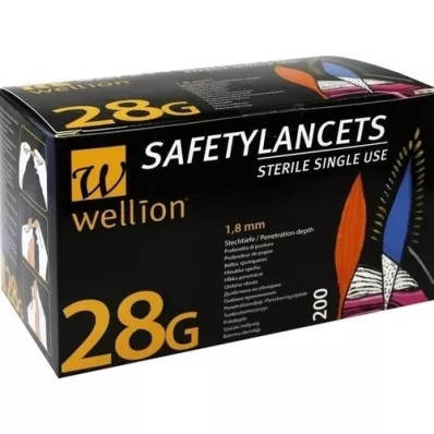 WELLION Safetylancets 28 G safety disposable lance, 200 pieces