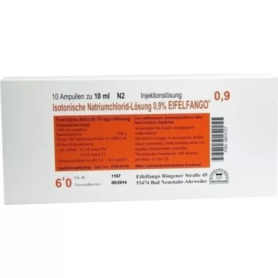 ISOTONISCHE NaCl solution 0.9% Eifelfango Inj. solution, 10X10 ml ISOTONISCHE NaCl solution 0.9% Eifelfango Inj. solution, 10X10 ml