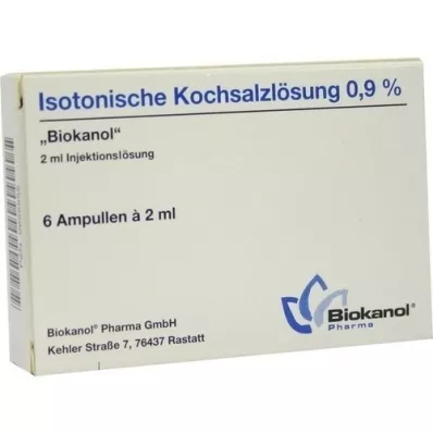 ISOTONISCHE Saline solution 0.9% Biokanol ampoules, 6X2 ml ISOTONISCHE Saline solution 0.9% Biokanol ampoules, 6X2 ml