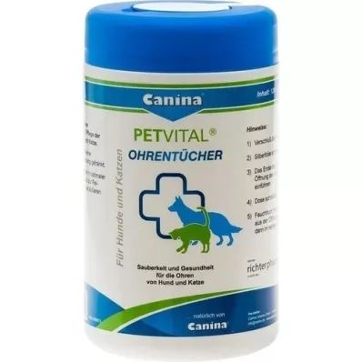 PETVITAL Wet wipes for veterinary ears, 120 pieces