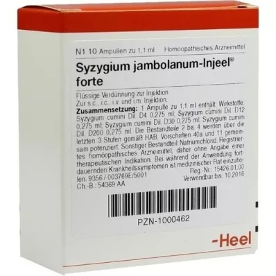 SYZYGIUM JAMBOLANUM INJEEL forte ampoules, 10 pcs SYZYGIUM JAMBOLANUM INJEEL forte ampoules, 10 pcs