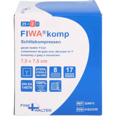SCHLITZKOMPRESSEN 7.5x7.5 cm sterile 8-fold, 25X2 pcs