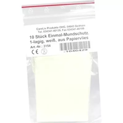 MUNDSCHUTZ PAPIERVLIES with rubber band white, 10 pcs