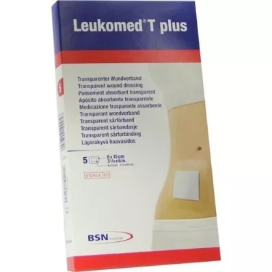 LEUKOMED transp.plus sterile plasters 8x15 cm, 5 pcs