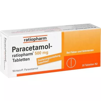 PARACETAMOL-ratiopharm 500 mg tablets, 20 pcs PARACETAMOL-ratiopharm 500 mg tablets, 20 pcs