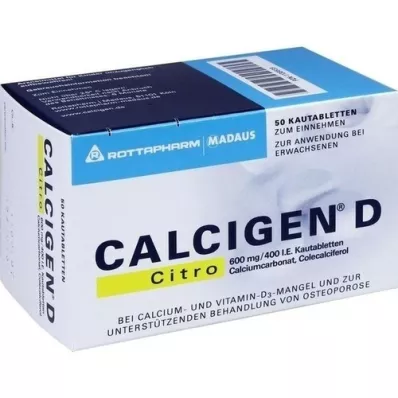 CALCIGEN D Citro 600 mg/400 IU chewable tablets, 50 pcs