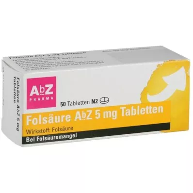 FOLSÄURE AbZ 5 mg tablets, 50 pcs FOLSÄURE AbZ 5 mg tablets, 50 pcs