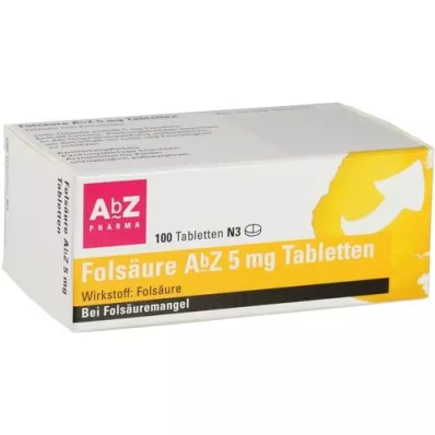 FOLSÄURE AbZ 5 mg tablets, 100 pcs FOLSÄURE AbZ 5 mg tablets, 100 pcs