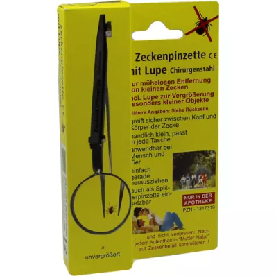 ZECKENPINZETTE Surgical steel with magnifying glass, 1 piece