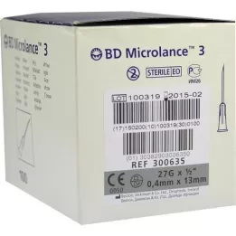BD MICROLANCE 3 special cannulas 27 G 1/2 0.4x13 mm, 100 pieces