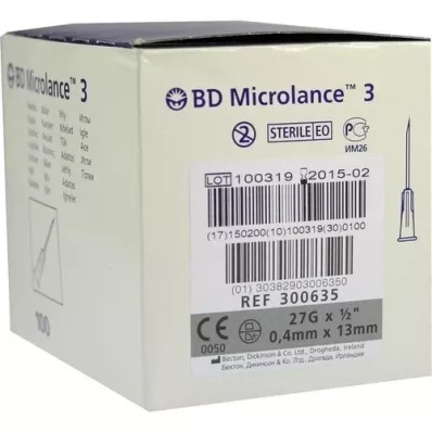 BD MICROLANCE 3 special cannulas 27 G 1/2 0.4x13 mm, 100 pieces