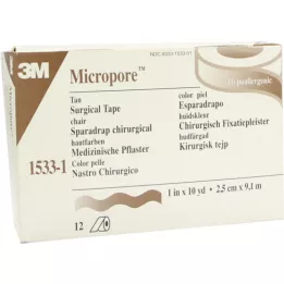 MICROPORE Fleece patch 2.5 cmx9.1 m skin 1533-1, 12 pcs