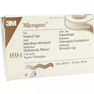 MICROPORE Fleece patch 2.5 cmx9.1 m skin 1533-1, 12 pcs MICROPORE Fleece patch 2.5 cmx9.1 m skin 1533-1, 12 pcs