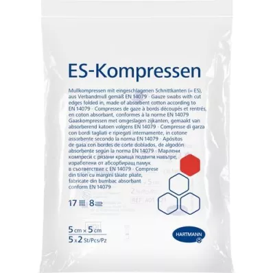 ES-KOMPRESSEN sterile 5x5 cm 8-fold, 5X2 pcs