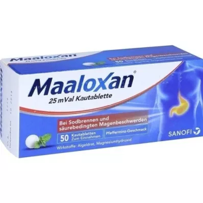MAALOXAN 25 mVal chewable tablets, 50 pcs MAALOXAN 25 mVal chewable tablets, 50 pcs