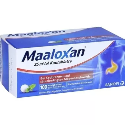 MAALOXAN 25 mVal chewable tablets, 100 pcs MAALOXAN 25 mVal chewable tablets, 100 pcs