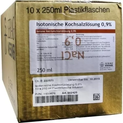 ISOTONISCHE Saline solution 0.9% plastic inf. solution, 10X250 ml