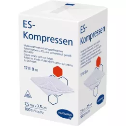 ES-KOMPRESSEN non-sterile 7.5x7.5 cm 8-fold, 100 pieces