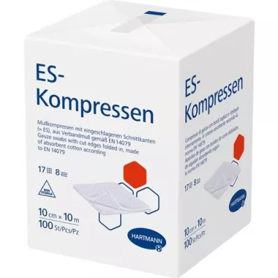 ES-KOMPRESSEN non-sterile 10x10 cm 8-fold, 100 pcs ES-KOMPRESSEN non-sterile 10x10 cm 8-fold, 100 pcs